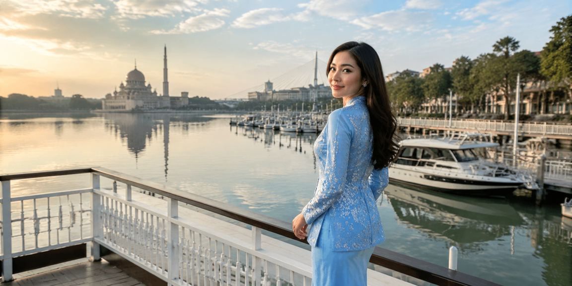 Suasana hiburan kasino Putrajaya dengan pemain berbaju kurung dalam persekitaran malam Malaysia